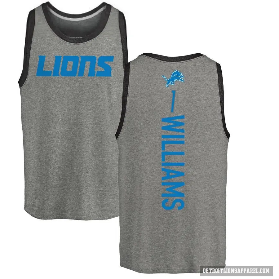 Men's ＃1 Jameson Williams Detroit Lions Ash Backer Tank Top