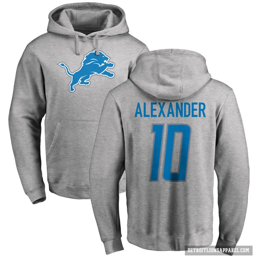 Men's ＃10 Kwon Alexander Detroit Lions Pro Line Ash Name & Number Logo Pullover Hoodie