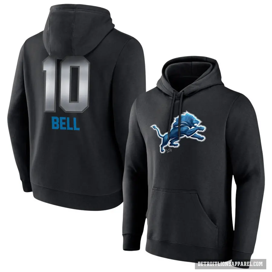 Men's ＃10 Ronnie Bell Detroit Lions Black Midnight Mascot Pullover Hoodie