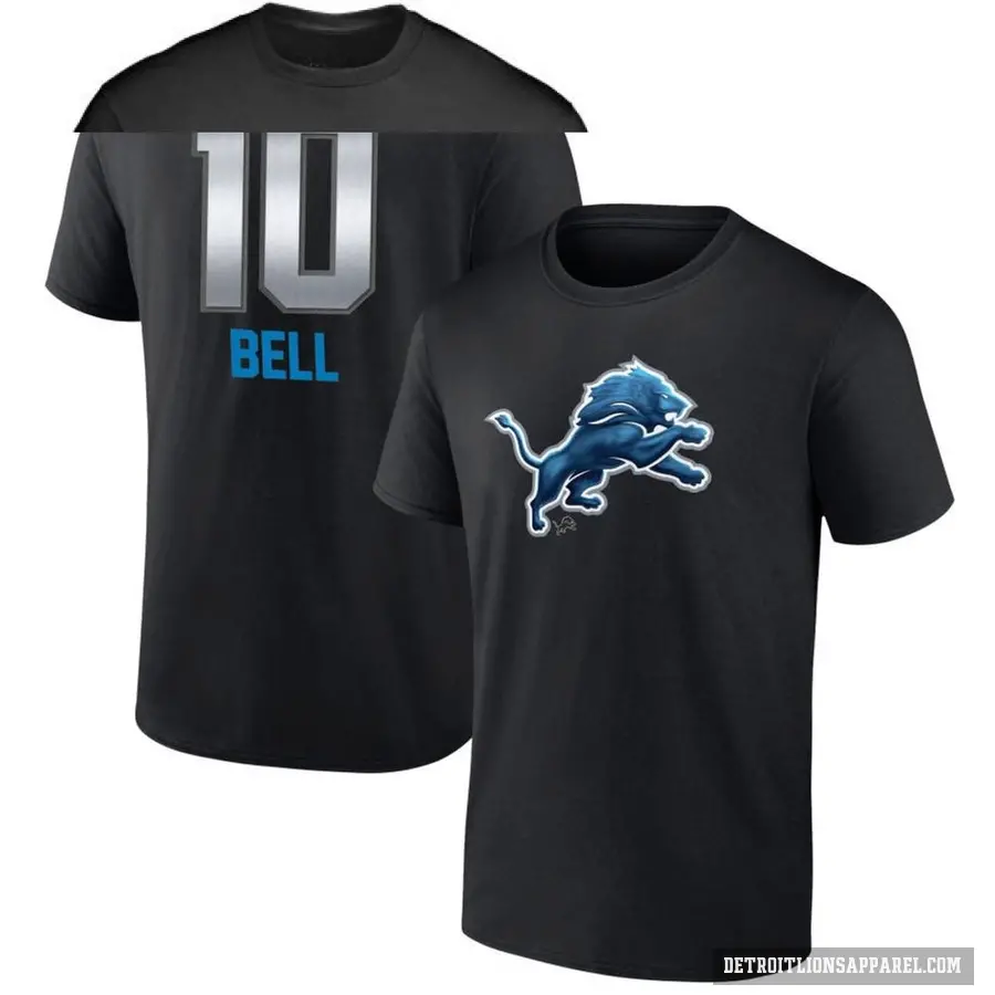Men's ＃10 Ronnie Bell Detroit Lions Black Midnight Mascot T-Shirt