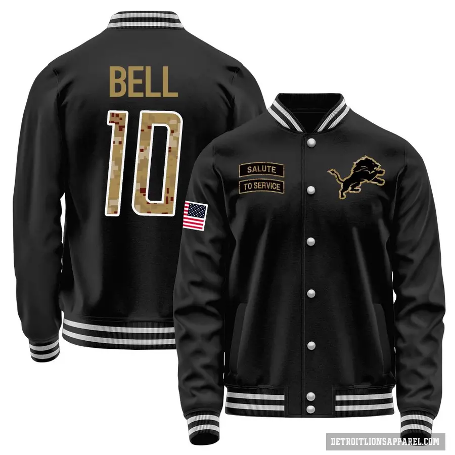 Men's ＃10 Ronnie Bell Detroit Lions Black Salute to Service Sideline Performance Jacket