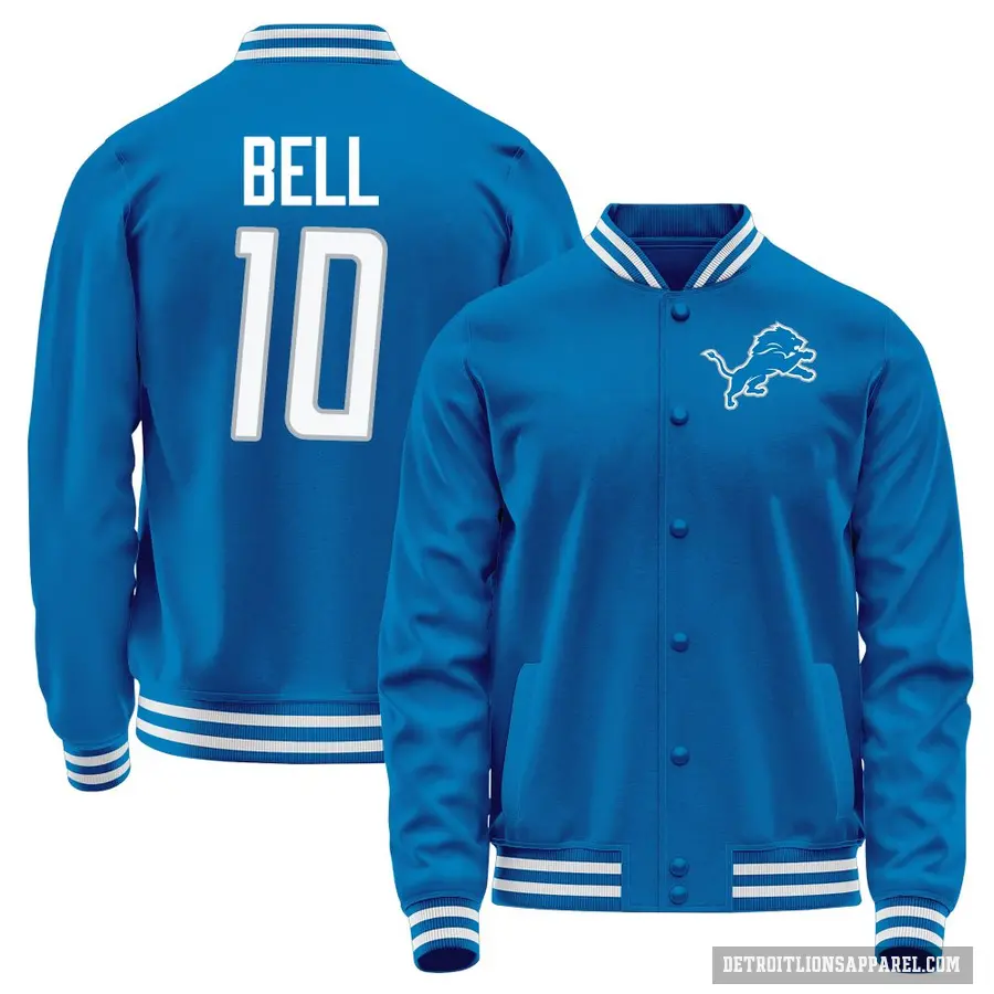 Men's ＃10 Ronnie Bell Detroit Lions Light Blue Full-Snap Name & Number Jacket