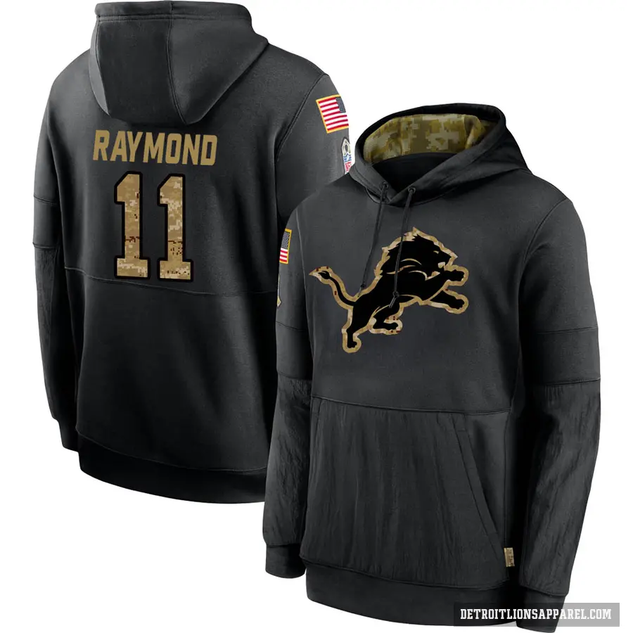 Men's ＃11 Kalif Raymond Detroit Lions Black 2020 Salute to Service Sideline Performance Pullover Hoodie