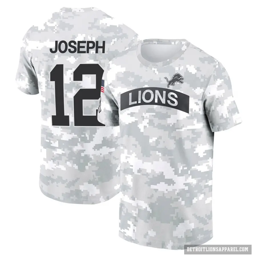 Men's ＃12 Brandon Joseph Detroit Lions Camo Arctic 2024 Salute to Service Performance T-Shirt