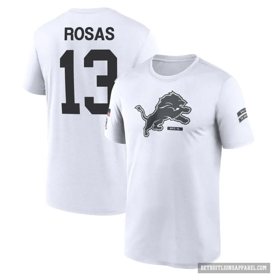 Men's ＃13 Aldrick Rosas Detroit Lions White 2024 Salute to Service Performance T-Shirt