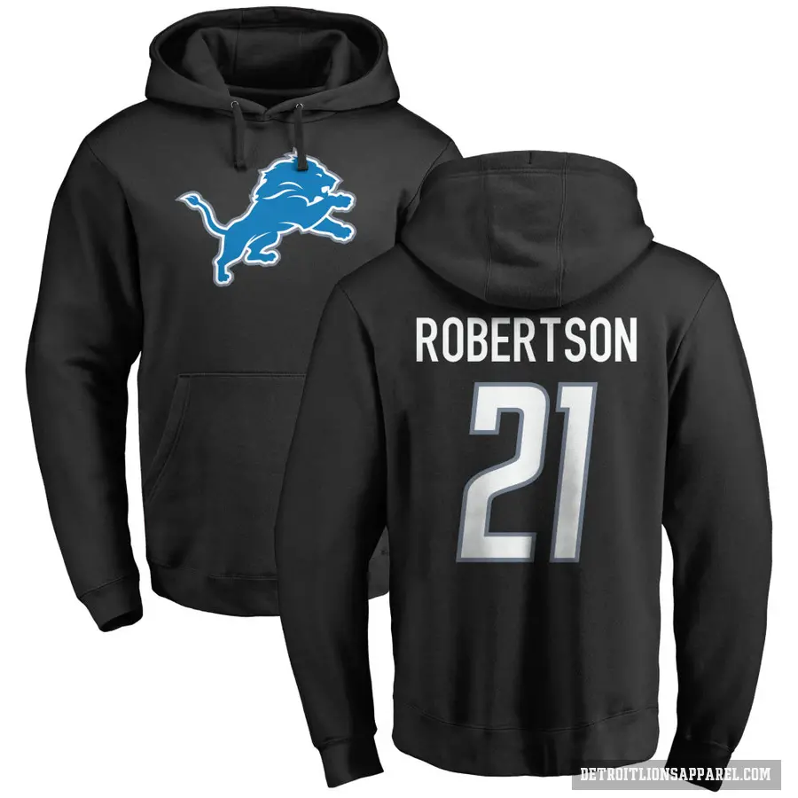 Men's ＃21 Amik Robertson Detroit Lions Black Pro Line Logo Pullover Hoodie