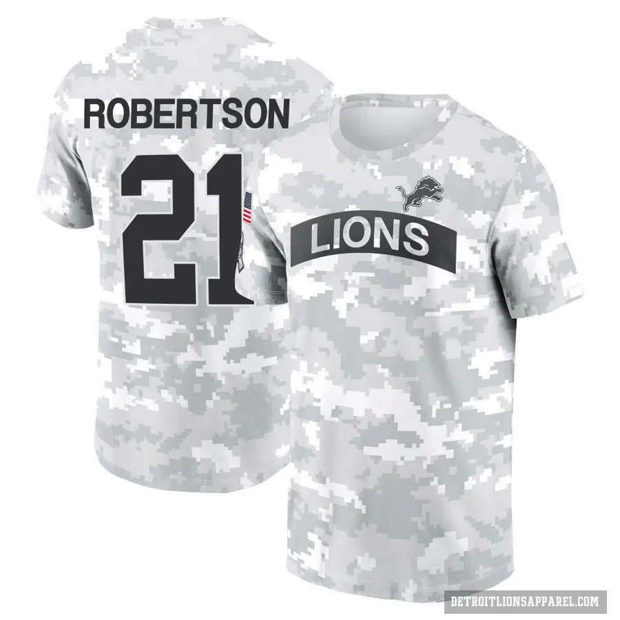 Men's ＃21 Amik Robertson Detroit Lions Camo Arctic 2024 Salute to Service Performance T-Shirt