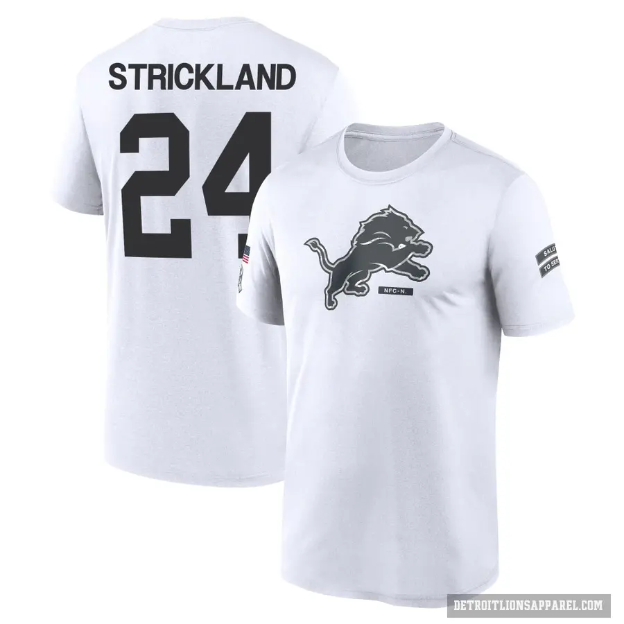 Men's ＃24 Loren Strickland Detroit Lions White 2024 Salute to Service Performance T-Shirt