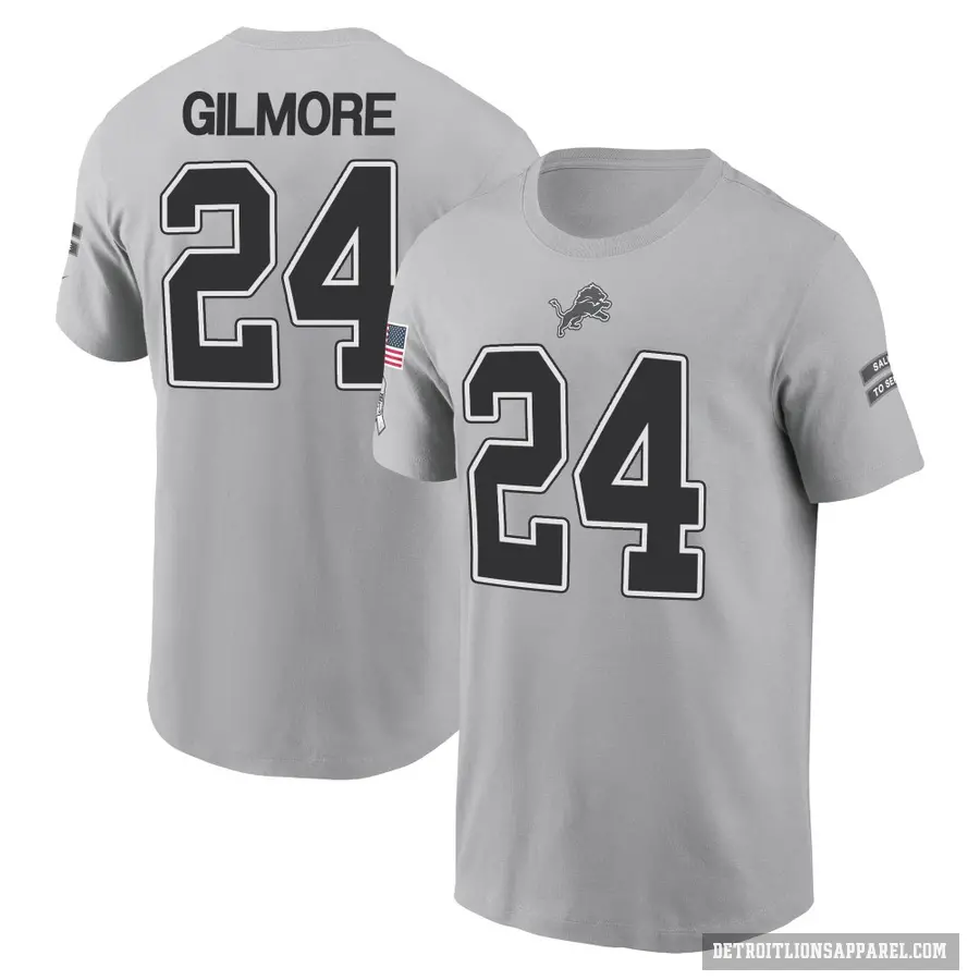 Men's ＃24 Steven Gilmore Detroit Lions Gray 2024 Salute to Service T-Shirt