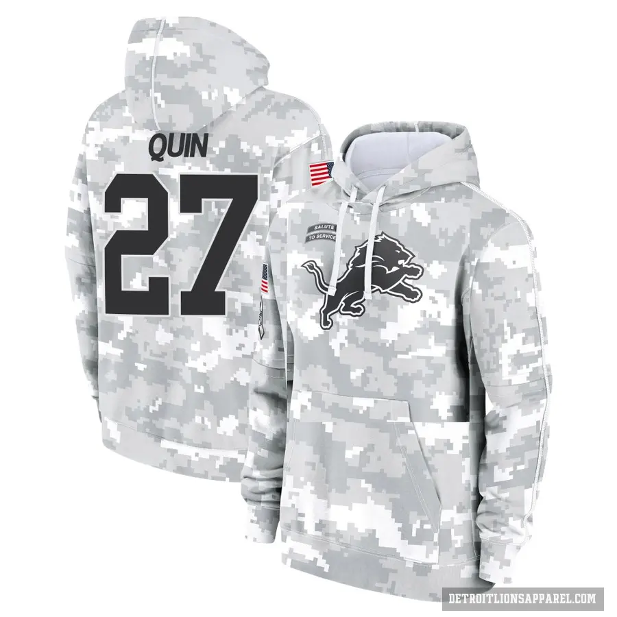 Men's ＃27 Glover Quin Detroit Lions Arctic Camo 2024 Salute to Service Club Fleece Pullover Hoodie