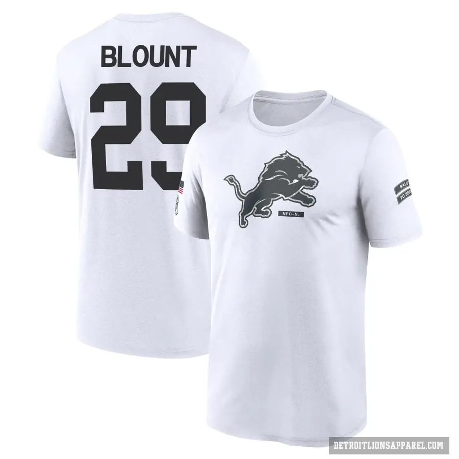 Men's ＃29 LeGarrette Blount Detroit Lions White 2024 Salute to Service Performance T-Shirt