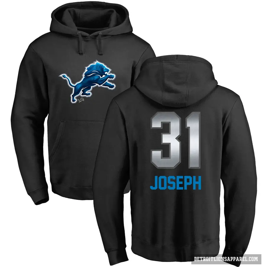 Men's ＃31 Kerby Joseph Detroit Lions Black Midnight Mascot Pullover Hoodie