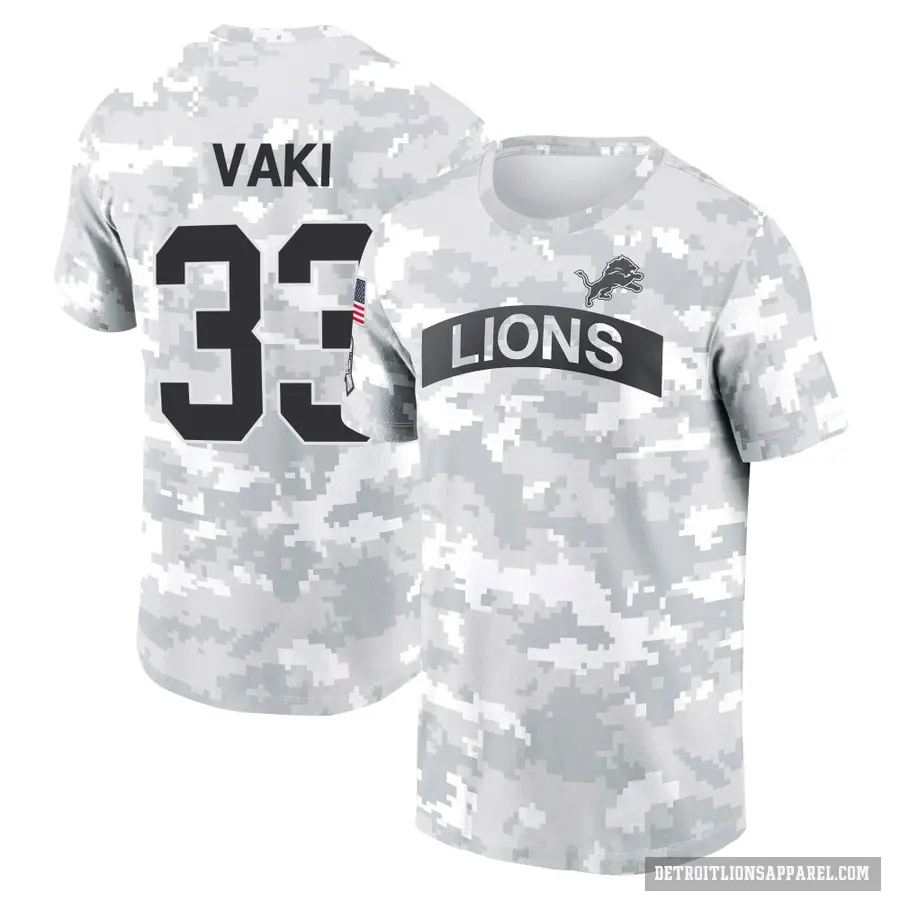 Men's ＃33 Sione Vaki Detroit Lions Camo Arctic 2024 Salute to Service Performance T-Shirt