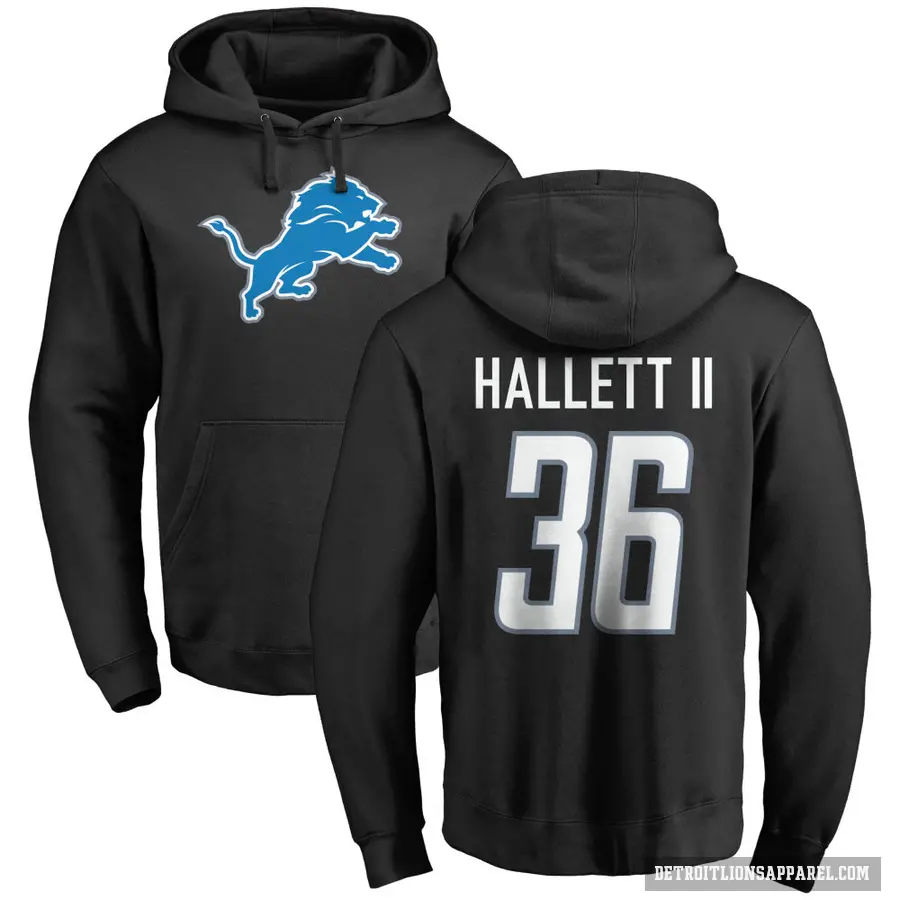 Men's ＃36 Erick Hallett II Detroit Lions Black Pro Line Logo Pullover Hoodie