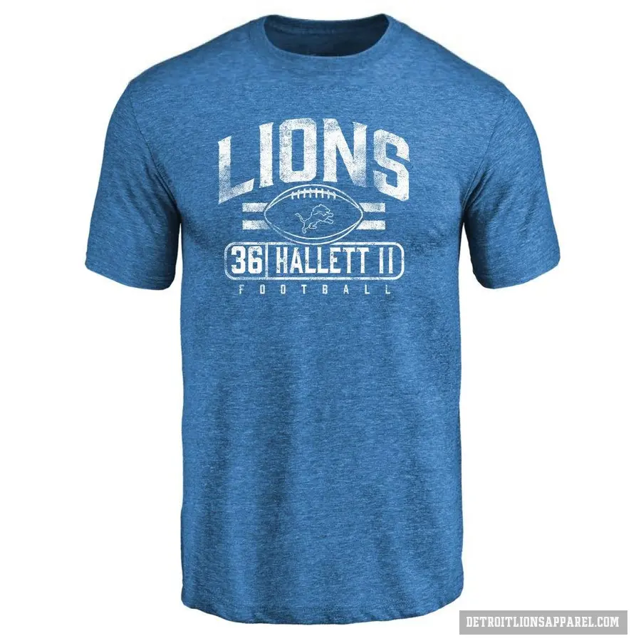 Men's ＃36 Erick Hallett II Detroit Lions Blue Flanker T-Shirt
