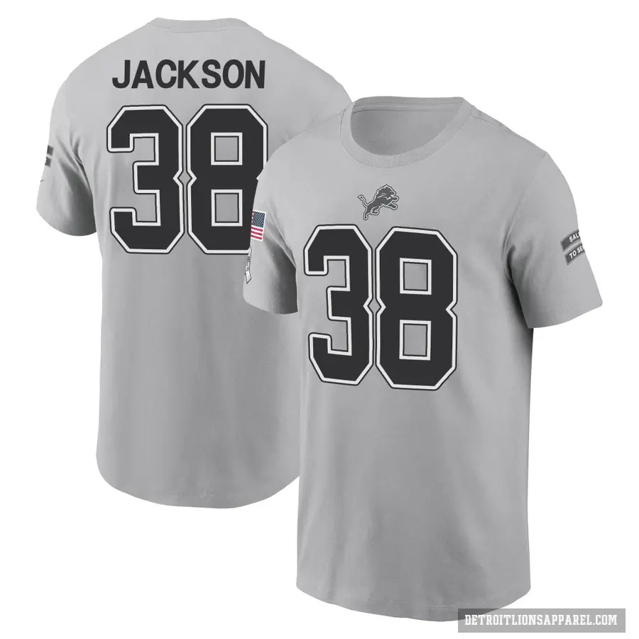 Men's ＃38 Justin Jackson Detroit Lions Gray 2024 Salute to Service T-Shirt