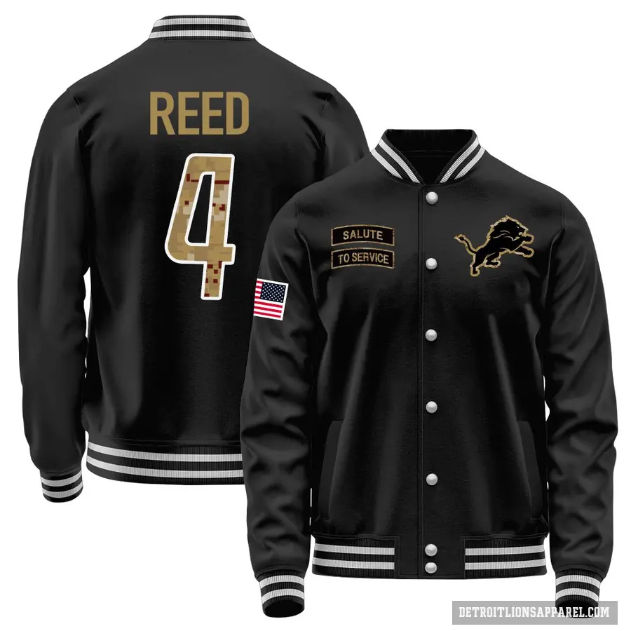 Men's ＃4 D.J. Reed Detroit Lions Black Salute to Service Sideline Performance Jacket