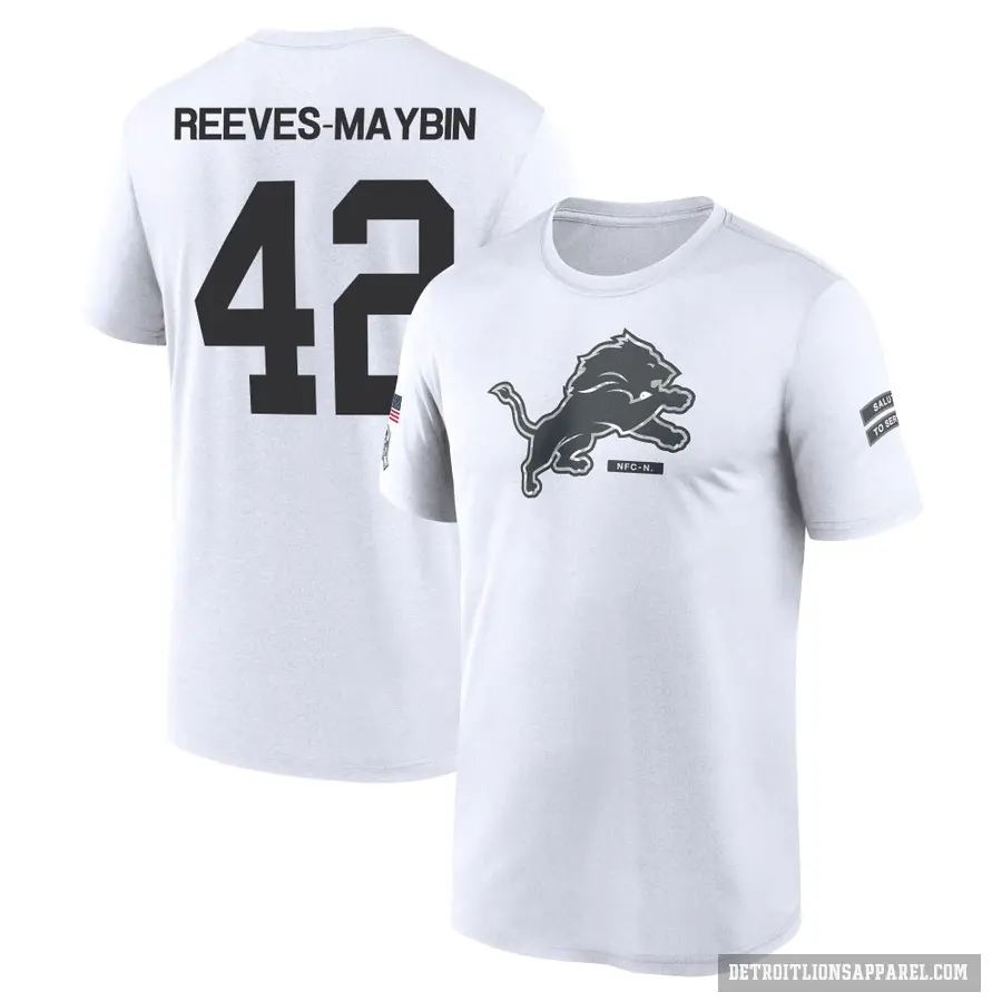 Men's ＃42 Jalen Reeves-Maybin Detroit Lions White 2024 Salute to Service Performance T-Shirt