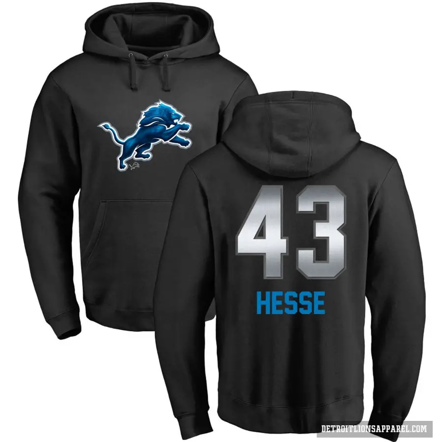 Men's ＃43 Parker Hesse Detroit Lions Black Midnight Mascot Pullover Hoodie