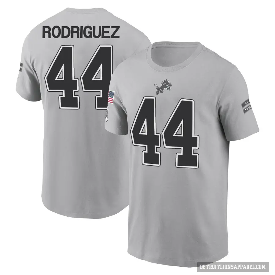 Men's ＃44 Malcolm Rodriguez Detroit Lions Gray 2024 Salute to Service T-Shirt