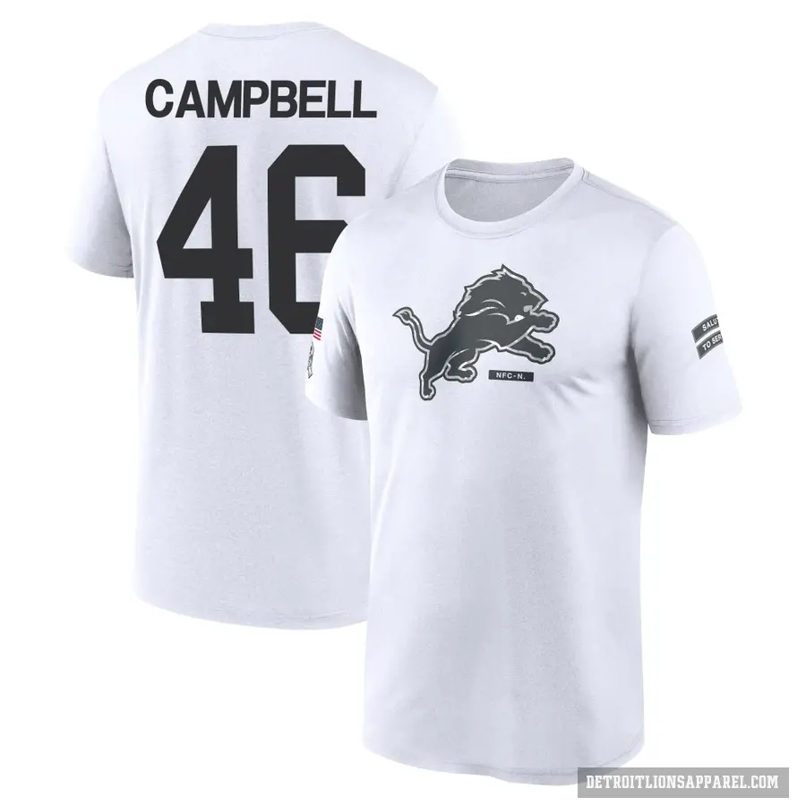 Men's ＃46 Jack Campbell Detroit Lions White 2024 Salute to Service Performance T-Shirt