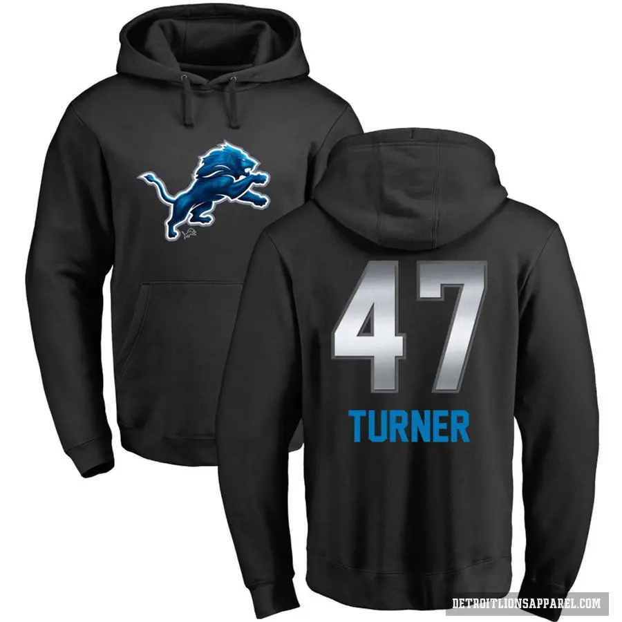 Men's ＃47 Ezekiel Turner Detroit Lions Black Midnight Mascot Pullover Hoodie