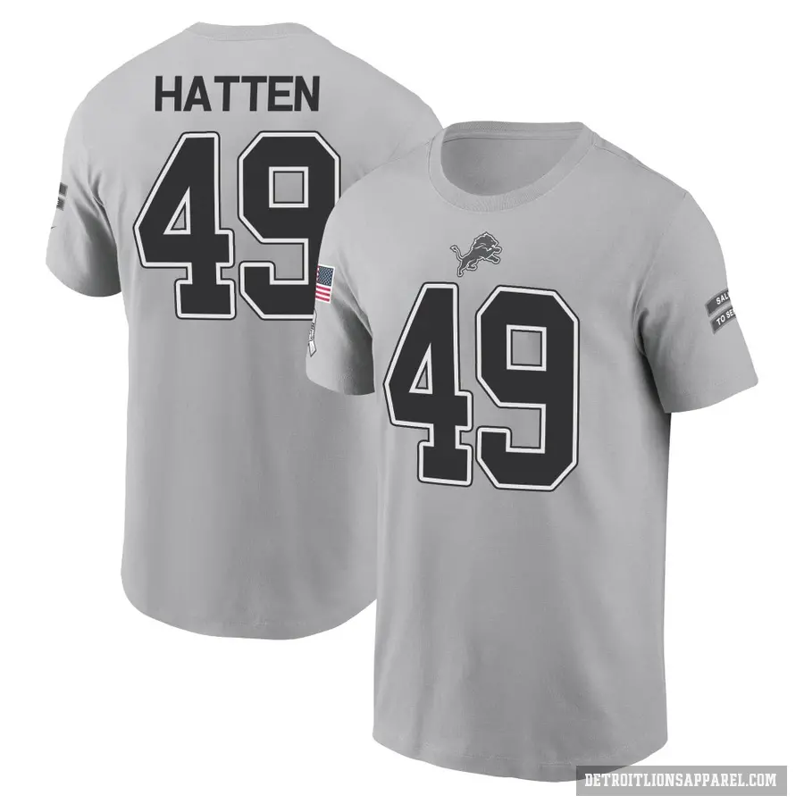 Men's ＃49 Hogan Hatten Detroit Lions Gray 2024 Salute to Service T-Shirt