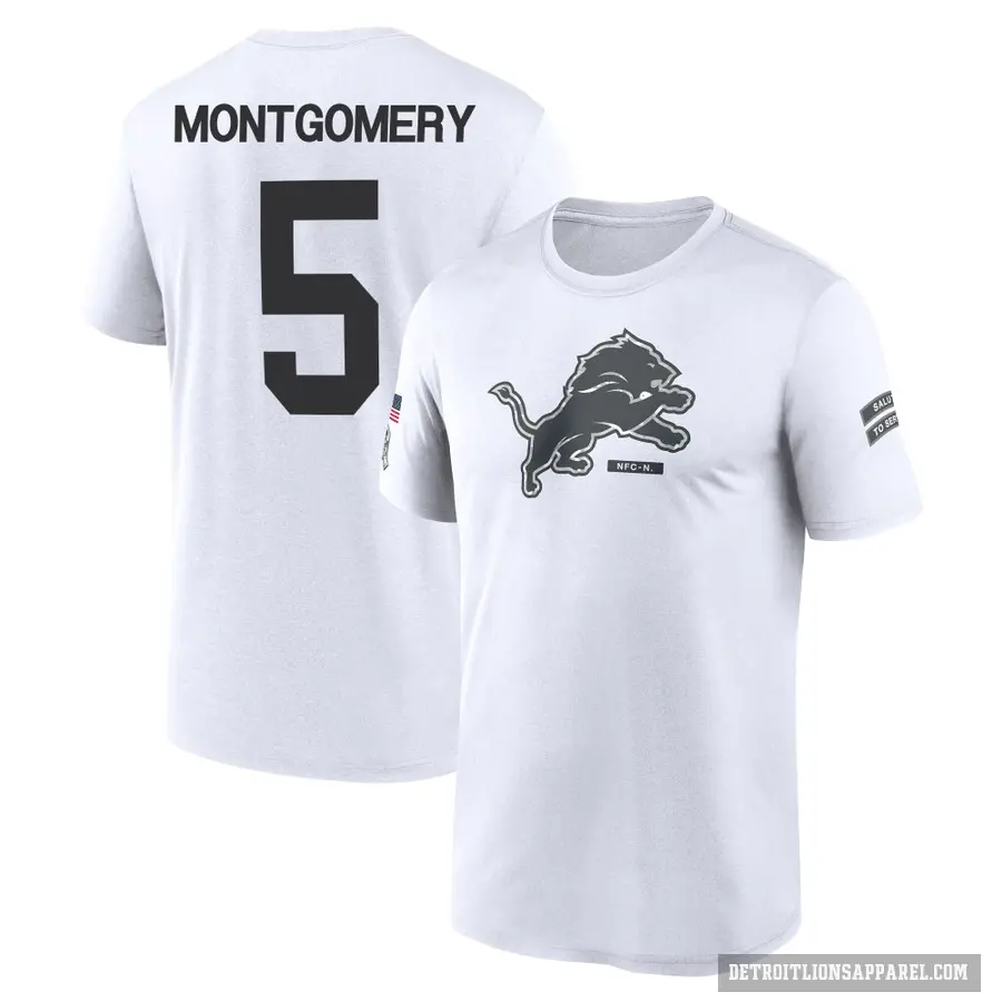 Men's ＃5 David Montgomery Detroit Lions White 2024 Salute to Service Performance T-Shirt