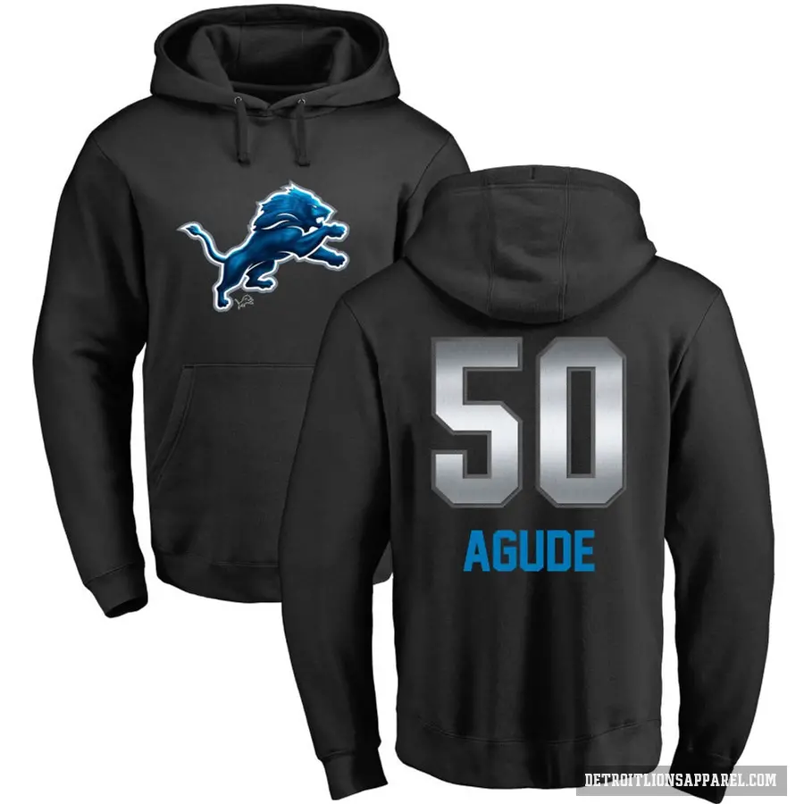 Men's ＃50 Mitchell Agude Detroit Lions Black Midnight Mascot Pullover Hoodie