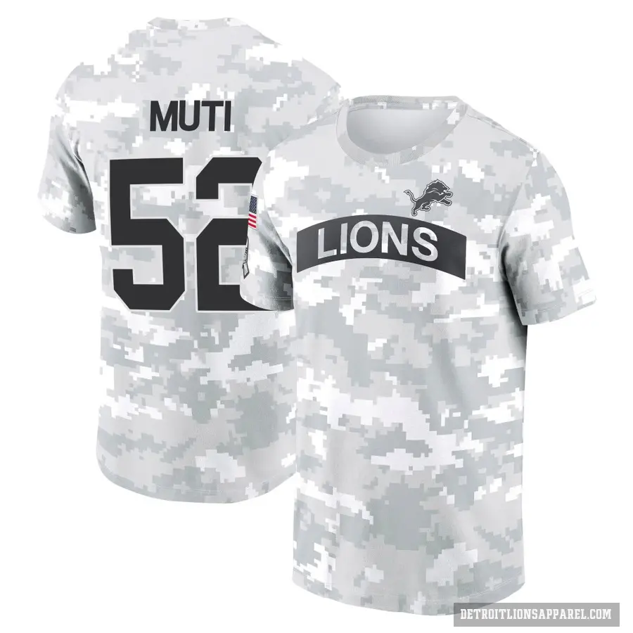 Men's ＃52 Netane Muti Detroit Lions Camo Arctic 2024 Salute to Service Performance T-Shirt