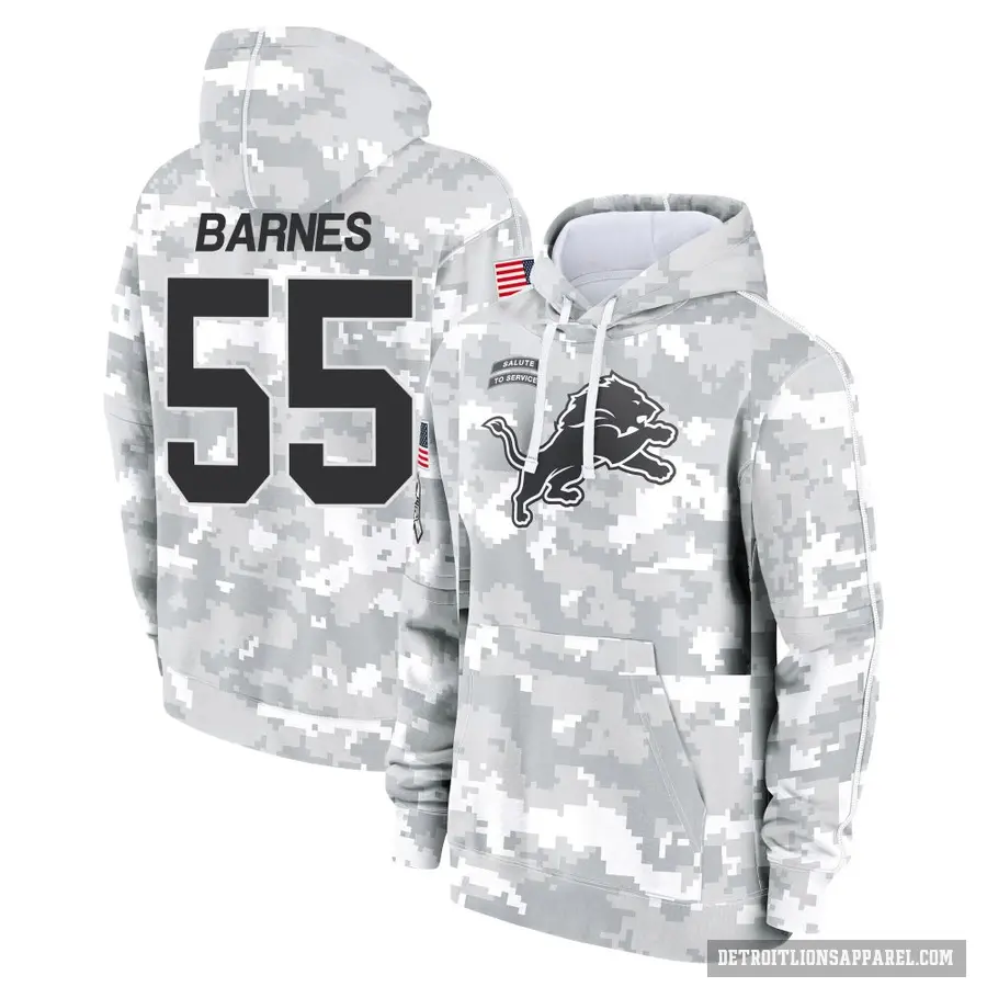 Men's ＃55 Derrick Barnes Detroit Lions Arctic Camo 2024 Salute to Service Club Fleece Pullover Hoodie