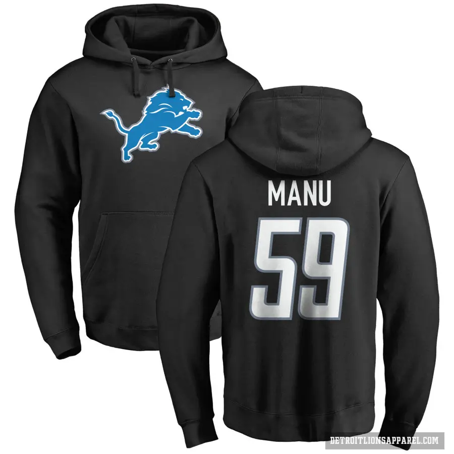 Men's ＃59 Giovanni Manu Detroit Lions Black Pro Line Logo Pullover Hoodie
