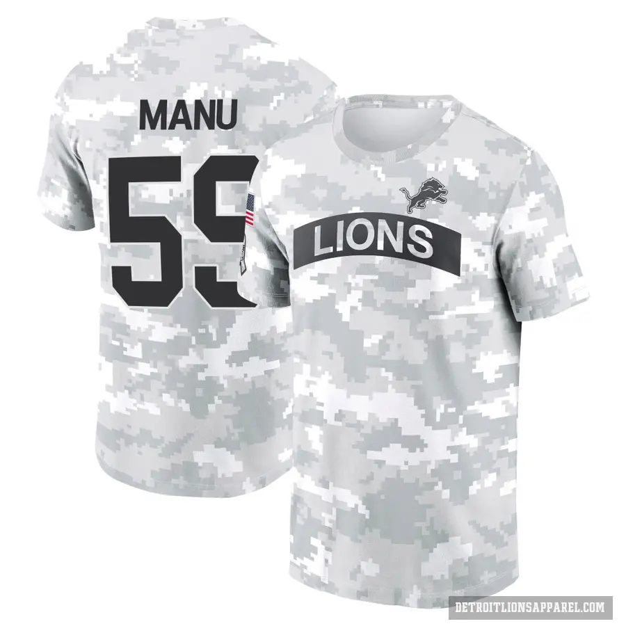 Men's ＃59 Giovanni Manu Detroit Lions Camo Arctic 2024 Salute to Service Performance T-Shirt