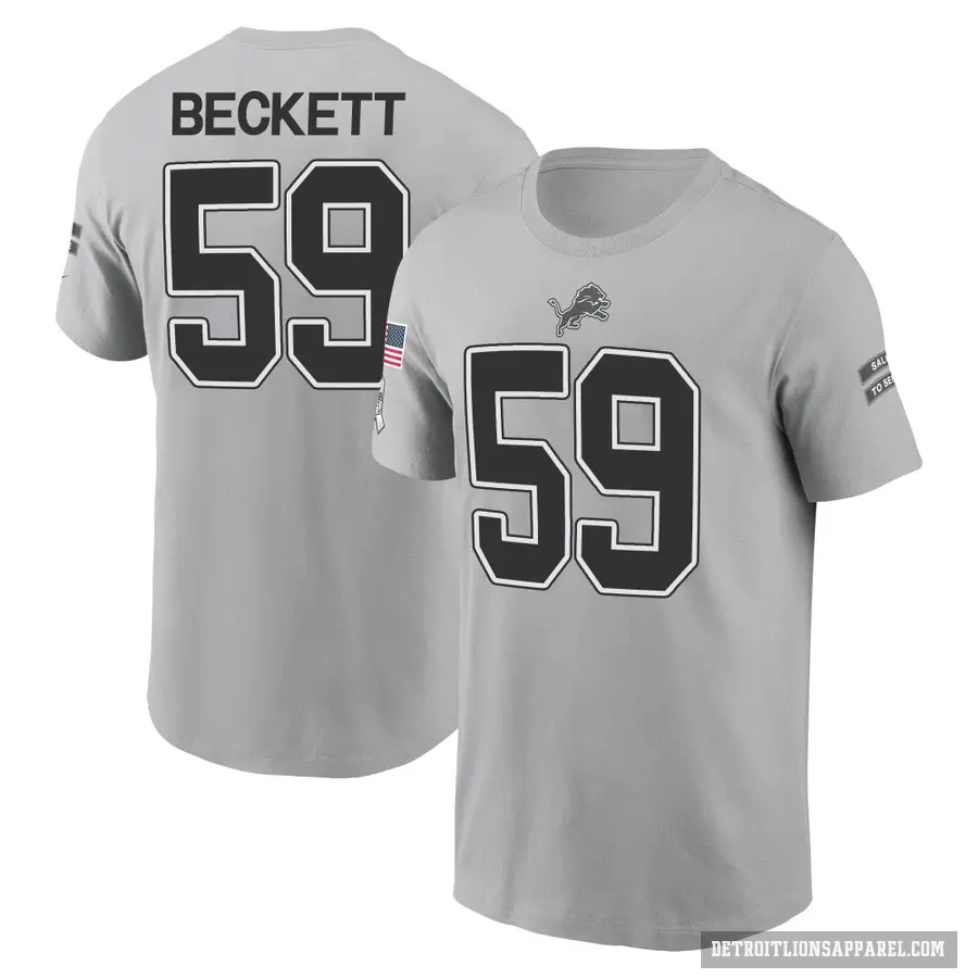 Men's ＃59 Tavante Beckett Detroit Lions Gray 2024 Salute to Service T-Shirt