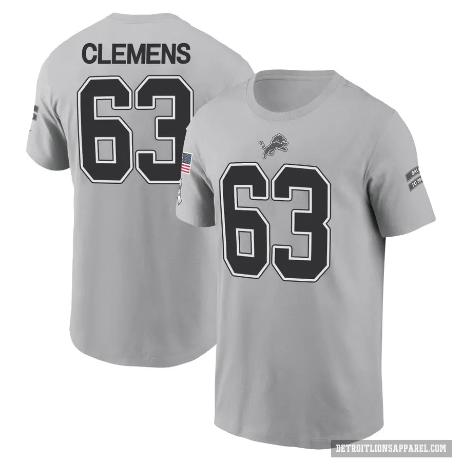 Men's ＃63 Duke Clemens Detroit Lions Gray 2024 Salute to Service T-Shirt