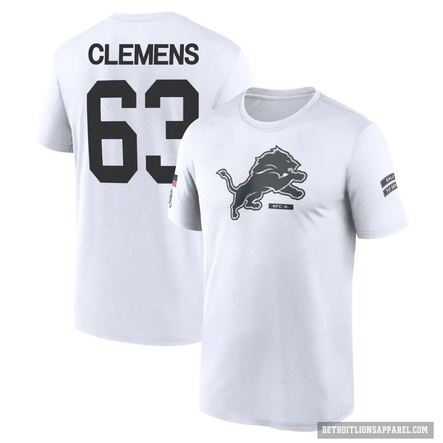 Men's ＃63 Duke Clemens Detroit Lions White 2024 Salute to Service Performance T-Shirt