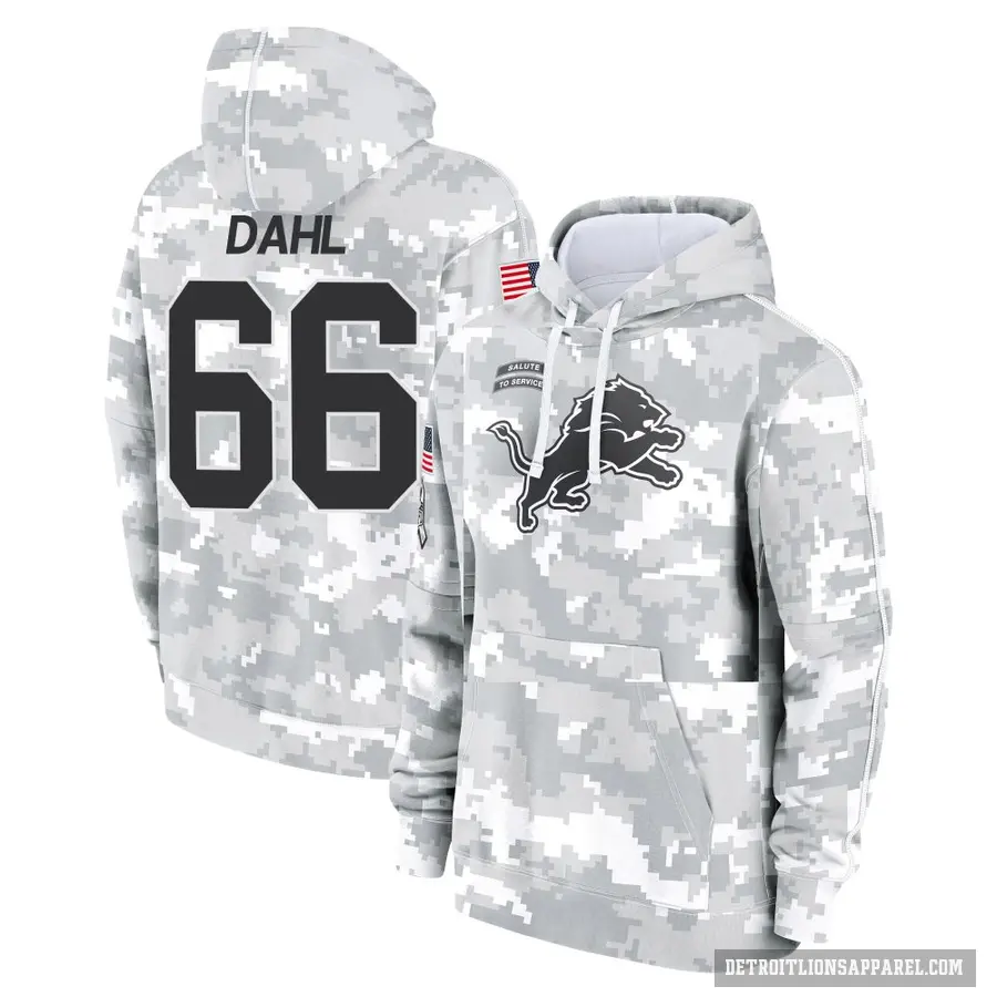 Men's ＃66 Joe Dahl Detroit Lions Arctic Camo 2024 Salute to Service Club Fleece Pullover Hoodie