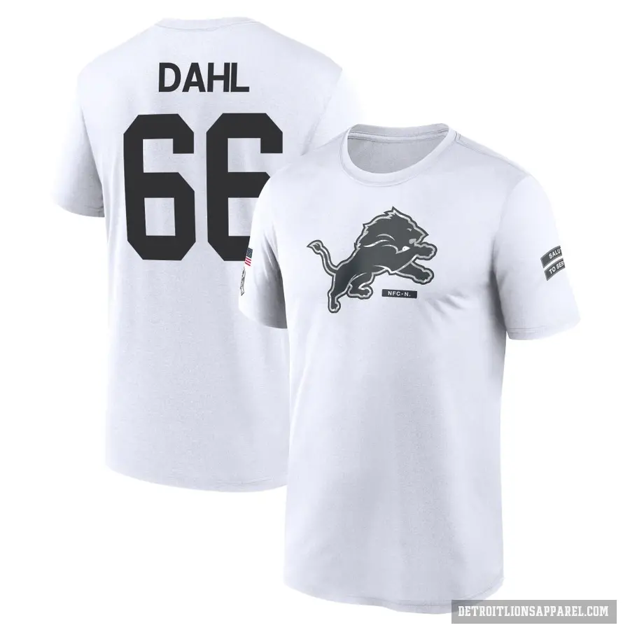 Men's ＃66 Joe Dahl Detroit Lions White 2024 Salute to Service Performance T-Shirt