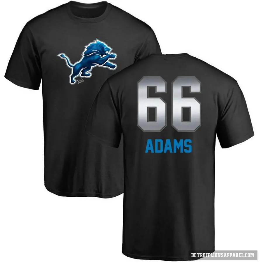 Men's ＃66 Myles Adams Detroit Lions Black Midnight Mascot T-Shirt