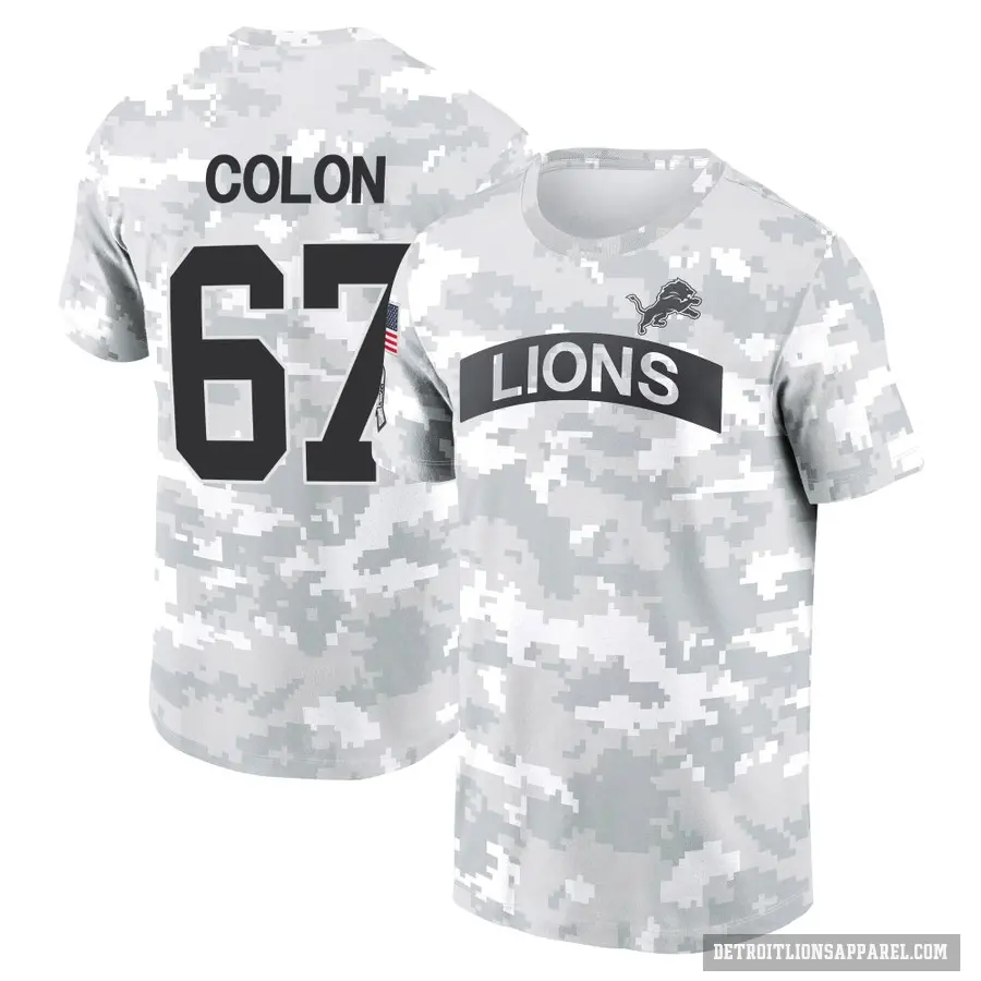 Men's ＃67 Trystan Colon Detroit Lions Camo Arctic 2024 Salute to Service Performance T-Shirt