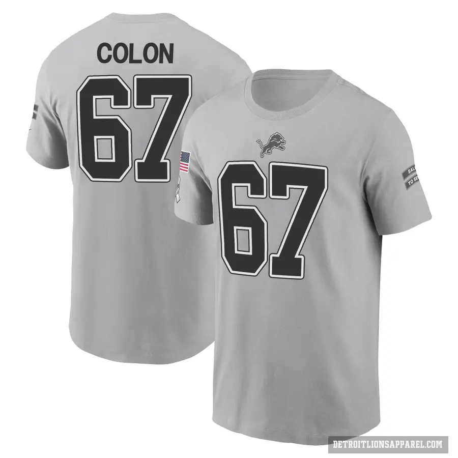 Men's ＃67 Trystan Colon Detroit Lions Gray 2024 Salute to Service T-Shirt