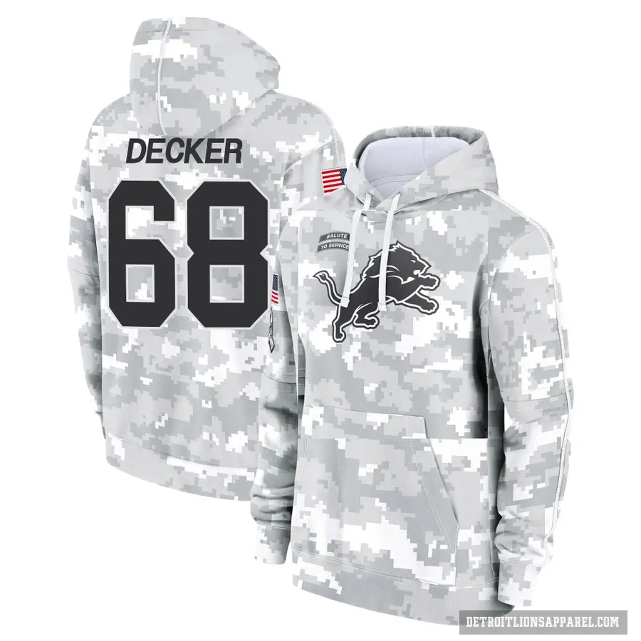 Men's ＃68 Taylor Decker Detroit Lions Arctic Camo 2024 Salute to Service Club Fleece Pullover Hoodie