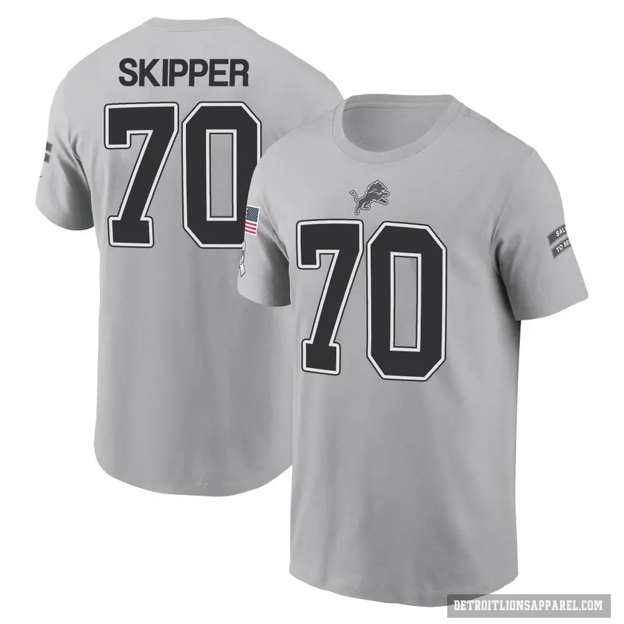 Men's ＃70 Dan Skipper Detroit Lions Gray 2024 Salute to Service T-Shirt
