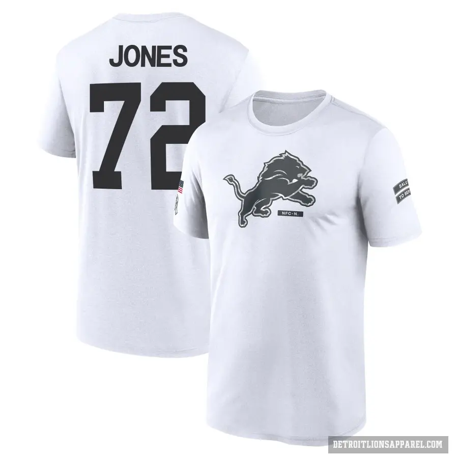 Men's ＃72 Jamarco Jones Detroit Lions White 2024 Salute to Service Performance T-Shirt
