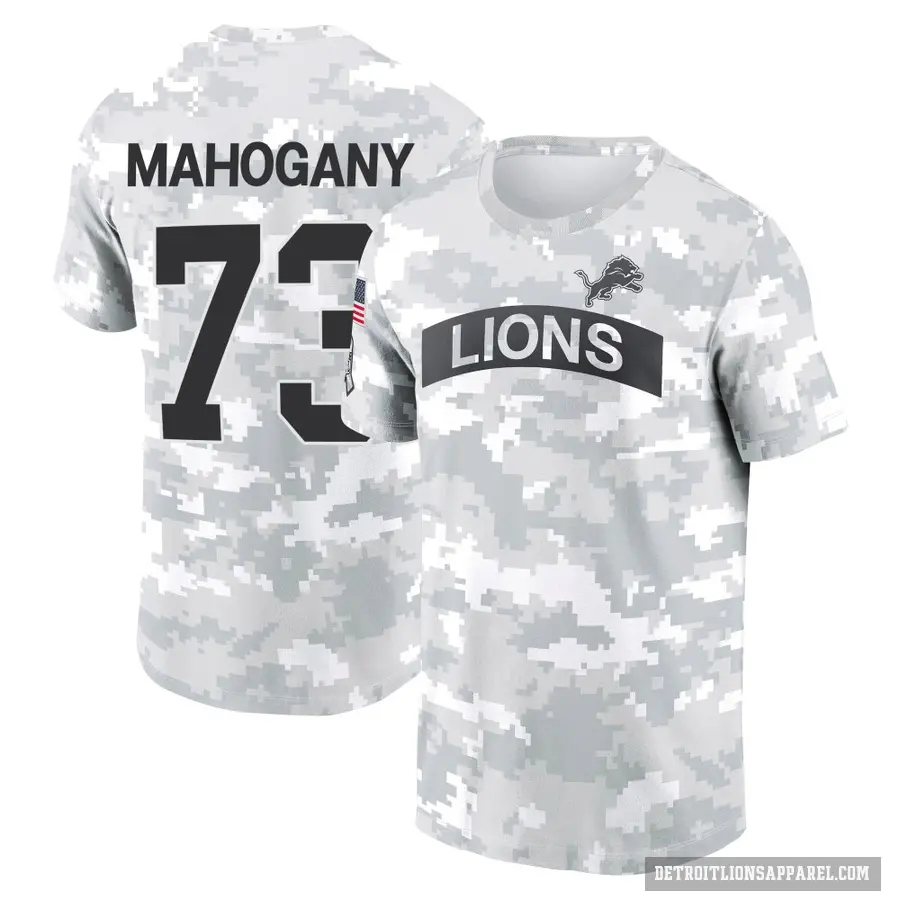 Men's ＃73 Christian Mahogany Detroit Lions Camo Arctic 2024 Salute to Service Performance T-Shirt
