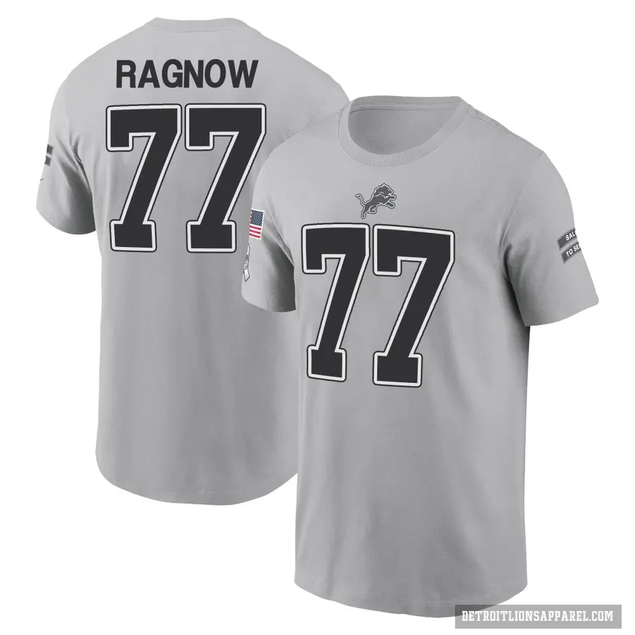 Men's ＃77 Frank Ragnow Detroit Lions Gray 2024 Salute to Service T-Shirt