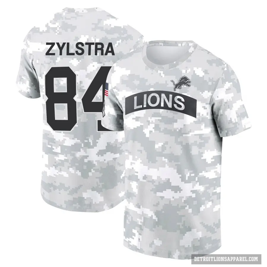Men's ＃84 Shane Zylstra Detroit Lions Camo Arctic 2024 Salute to Service Performance T-Shirt