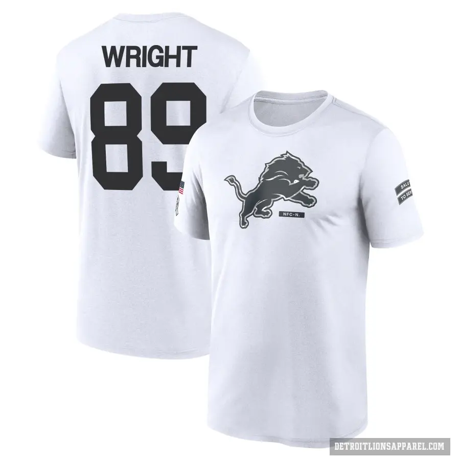 Men's ＃89 Brock Wright Detroit Lions White 2024 Salute to Service Performance T-Shirt