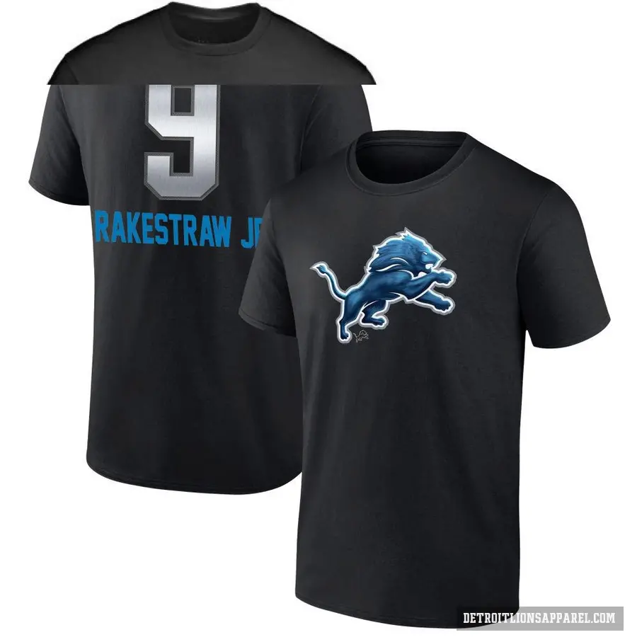 Men's ＃9 Ennis Rakestraw Jr. Detroit Lions Black Midnight Mascot T-Shirt