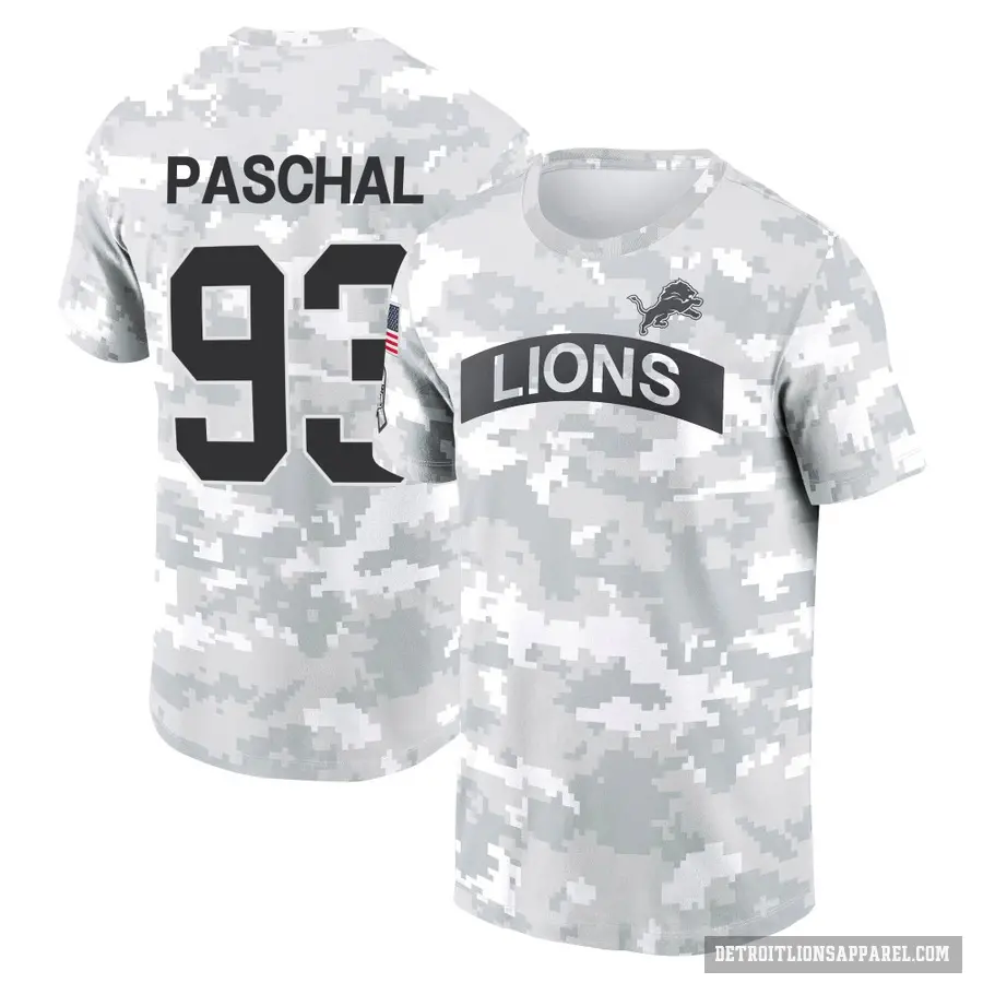Men's ＃93 Josh Paschal Detroit Lions Camo Arctic 2024 Salute to Service Performance T-Shirt